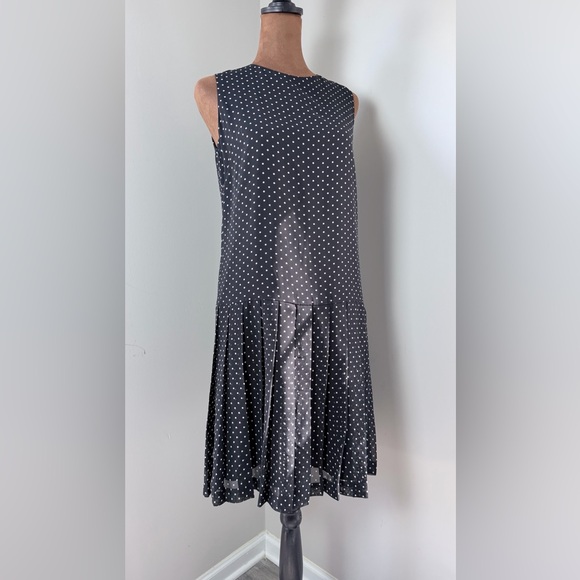 Uniqlo Vintage Black and White Polka Dot Midi Dress - Picture 8 of 13